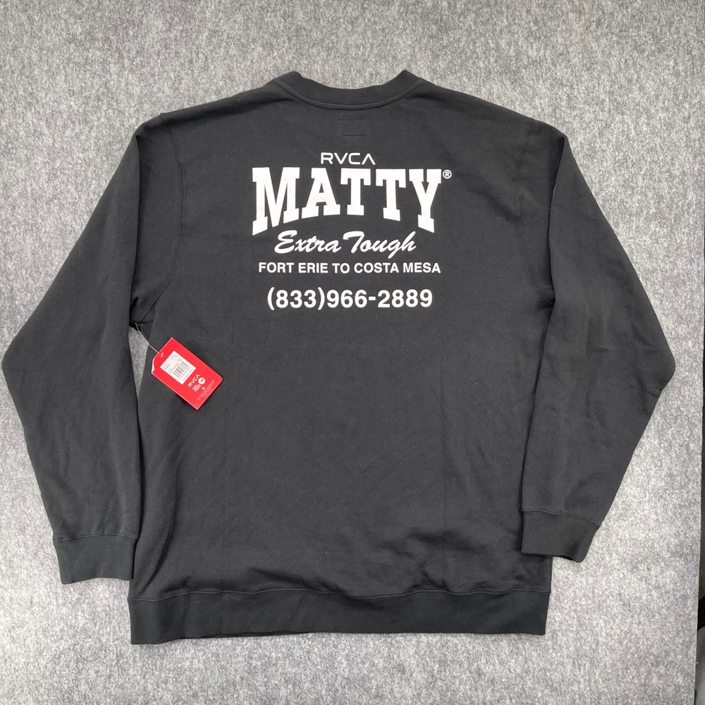 RVCA Matty Matheson Crewneck Fleece Sweatshirt Mens 3XL Black New